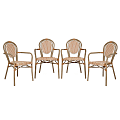 Flash Furniture 4 Pack Lourdes Indoor/Outdoor Commercial Thonet Bistro Stacking Chair with Arms, Natural & White/Light Natural Frame -4SDA6422ANWLTN 1 thumbnail image