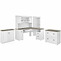 Bush Furniture Fairview 60"W L-Shaped Desk With Hutch, File Cabinet, Bookcase and Storage, Shiplap Gray/Pure White, Standard Delivery 1 thumbnail image
