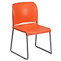 Flash Furniture HERCULES Series Full-Back Contoured Stacking Chair With Sled Base, Orange 1 thumbnail image