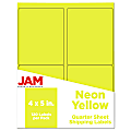 JAM Paper® Mailing Address Labels, Rectangle, 4" x 5", Neon Yellow, Pack Of 120 1 thumbnail image