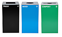 Alpine Industries Stainless-Steel Open Top Mixed Recycling, Compost And Trash Can Set, 29 Gallons Black/Blue/Green - ALP4450-BLK-KIT37 1 thumbnail image