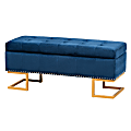 Baxton Studio Ellery Storage Ottoman, Navy Blue/Gold 1 thumbnail image
