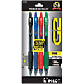 Pilot G2 Retractable Gel Pens, Fine Point, 0.7 mm, Assorted Barrels, Assorted Ink Colors, Pack Of 4