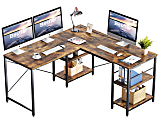 Bestier L-Shaped Corner Computer Desk With Storage Shelf, 3 Cable Holes, 60"W, Rustic Brown 1 thumbnail image