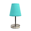 Creekwood Home Nauru Petite Metal Stick Table Lamp, 10-1/2"H, Blue Shade/Sand Nickel Base 1 thumbnail image