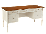 Realspace® Shore Mini Solutions Executive Double-Pedestal 60"W Writing Desk, Antique White/Cherry