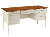 Realspace® Shore Mini Solutions Executive Double-Pedestal 60"W Writing Desk, Antique White/Cherry 1 thumbnail image