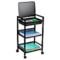 Mind Reader 3-Tier Cart With Covered Compartment, 17”H x 11”W x 15-1/2”D, Black 1 thumbnail image