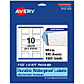 Avery® Waterproof Permanent Labels With Sure Feed®, 94230-WMF100, Rectangle, 1-1/2" x 2-3/4", White, Pack Of 1,000 1 thumbnail image