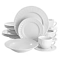 Elama Charlotte 20-Piece Porcelain Dinnerware Set, White
