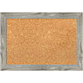 Amanti Art Square Non-Magnetic Cork Bulletin Board, Natural, 21” x 15”, Dove Graywash Plastic Frame