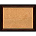 Amanti Art Rectangular Non-Magnetic Cork Bulletin Board, Natural, 33” x 25”, Coffee Bean Brown Plastic Frame
