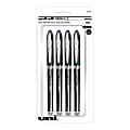 uni-ball® Vision™ Elite™ Liquid Ink Rollerball Pens, Microtip, 0.5 mm, Black Barrel, Black Ink, Pack Of 4