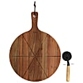 Gibson Elite 2-Piece Acacia Wood Serving Board And Pizza Cutter Set, Brown 1 thumbnail image