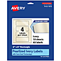 Avery® Pearlized Permanent Labels With Sure Feed®, 94242-PIP10, Rectangle, 2" x 6", Ivory, Pack Of 40 Labels
