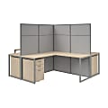 Bush Business Furniture Easy Office 60-inch 4 Person L Shaped Cubicle Desk with Drawers and Tall Panels, Natural Elm, Standard Delivery 1 thumbnail image