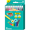 BIC® Kids Coloring Markers, Ultra-Washable, Assorted Colors, Pack Of 20 Markers