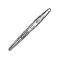 Pilot® Sterling Silver Tiger Fountain Pen With 14K Gold Nib, Medium Point, Silver Barrel, Black Ink