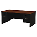 WorkPro® Modular 72"W x 36"D Double Pedestal Desk, Black/Walnut