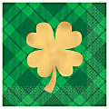 Amscan St. Patrick's Day 2-Ply Beverage Napkins, 5" x 5", Plaid Gold Shamrock, 16 Napkins Per Sleeve, Pack Of 4 Sleeves 1 thumbnail image