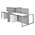 Bush Business Furniture Easy Office 60"W 4-Person Cubicle Desk With File Cabinets And 45"H Panels, Pure White/Silver Gray, Standard Delivery 1 thumbnail image