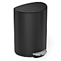 simplehuman Semi-Round Steel Step Trash Can, 1.6 Gallons, Matte Black Steel, With Internal Liner Pocket 1 thumbnail image