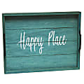 Elegant Designs Decorative Serving Tray, 2-1/4”H x 12”W x 15-1/2”D, Blue Wash Happy Place