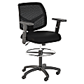 Bush Business Furniture Petite Mesh Back Drafting Chair with Chrome Foot Ring, Black, Standard Delivery