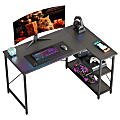 Bestier L-Shaped Corner Desk With Storage Shelf, 48"W, Grained Black 1 thumbnail image