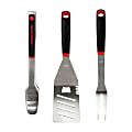 Gibson Home Huckleberry 3-Piece Stainless Steel BBQ Tool Set, Black/Red