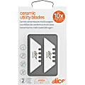 Slice Replacement Ceramic Utility Blades - 2.40" Length - Non-conductive, Non-magnetic, Rust Resistant, Reversible, Non-sparking - Zirconium Oxide - 2 / Pack - White