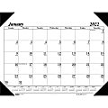 House of Doolittle Economy Refillable Desk Pad - Julian Dates - Monthly - 1 Year - January 2022 till December 2022 - 1 Month Single Page Layout - 22" x 17" Sheet Size - 2.88" x 2.25" Block - Desk Pad - White, Black - Leatherette - Refillable - 1 Each