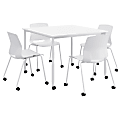 KFI Studios Dailey Square Dining Set With Caster Chairs, White