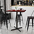 Flash Furniture Square Laminate Table Top With Bar Height Table Base, 43-3/16”H x 36”W x 36”D, Mahogany