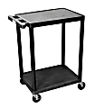 Luxor 2-Shelf Plastic Utility Cart, 33 1/2"H x 24"W x 18"D, Black