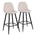 LumiSource Pebble Bar Stools, Beige/Black, Set Of 2 Stools