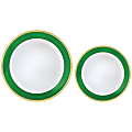 Amscan Round Hot-Stamped Plastic Bordered Plates, Festive Green, Pack Of 20 Plates