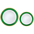 Amscan Round Hot-Stamped Plastic Bordered Plates, Festive Green, Pack Of 20 Plates 1 thumbnail image