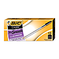 BIC® Cristal® Ballpoint Pens, Medium Point, 1.0 mm, Clear Barrel, Black Ink, Pack Of 12