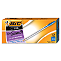 BIC® Cristal® Ballpoint Pens, Medium Point, 1.0 mm, Clear Barrel, Blue Ink, Pack Of 12