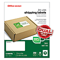 Office Depot® Brand 100% Recycled Mailing Labels, 505-O004-0030, Shipping, 2" x 4", White, Box Of 250
