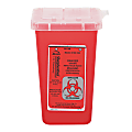 Impact Sharps Waste Receptacle, Square, Plastic, 1 qt., Red