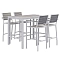 KFI Studios Eveleen 5-Piece Outdoor Patio Set, 33-13/16”H x 55”W x 32”D, Silver/Mocha