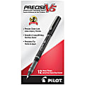 Pilot® Precise™ V5 Liquid Ink Rollerball Pens, Extra Fine Point, 0.5 mm, Black Barrel, Black Ink, Pack Of 12