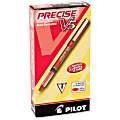 Pilot® Precise™ V5 Liquid Ink Rollerball Pens, Extra Fine Point, 0.5 mm, Red Barrel, Red Ink, Pack Of 12