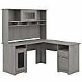 Bush Furniture Cabot 60"W L-Shaped Computer Desk With Hutch, Modern Gray, Standard Delivery