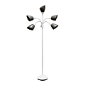 Simple Designs 5-Light Adjustable Gooseneck Floor Lamp, 67"H, Gray Shade/White Base 1 thumbnail image