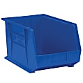 Partners Brand Plastic Stack & Hang Bin Boxes, Medium Size, 10 3/4" x 8 1/4" x 7", Blue, Pack Of 6
