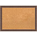 Amanti Art Rectangular Non-Magnetic Cork Bulletin Board, Natural, 26” x 18”, Distressed Rustic Brown Wood Frame