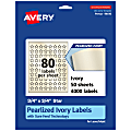 Avery® Pearlized Permanent Labels With Sure Feed®, 94610-PIP50, Star, 3/4" x 3/4", Ivory, Pack Of 4,000 Labels